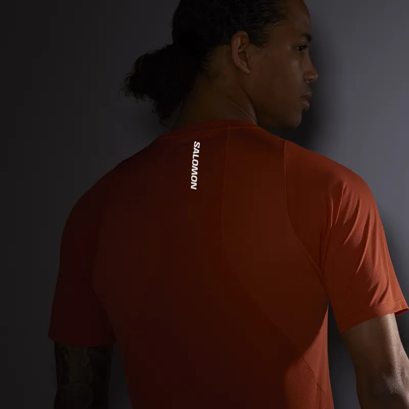Salomon Sense Aero SS Tee Men's Running T-Shirt in Burnt Orange-2