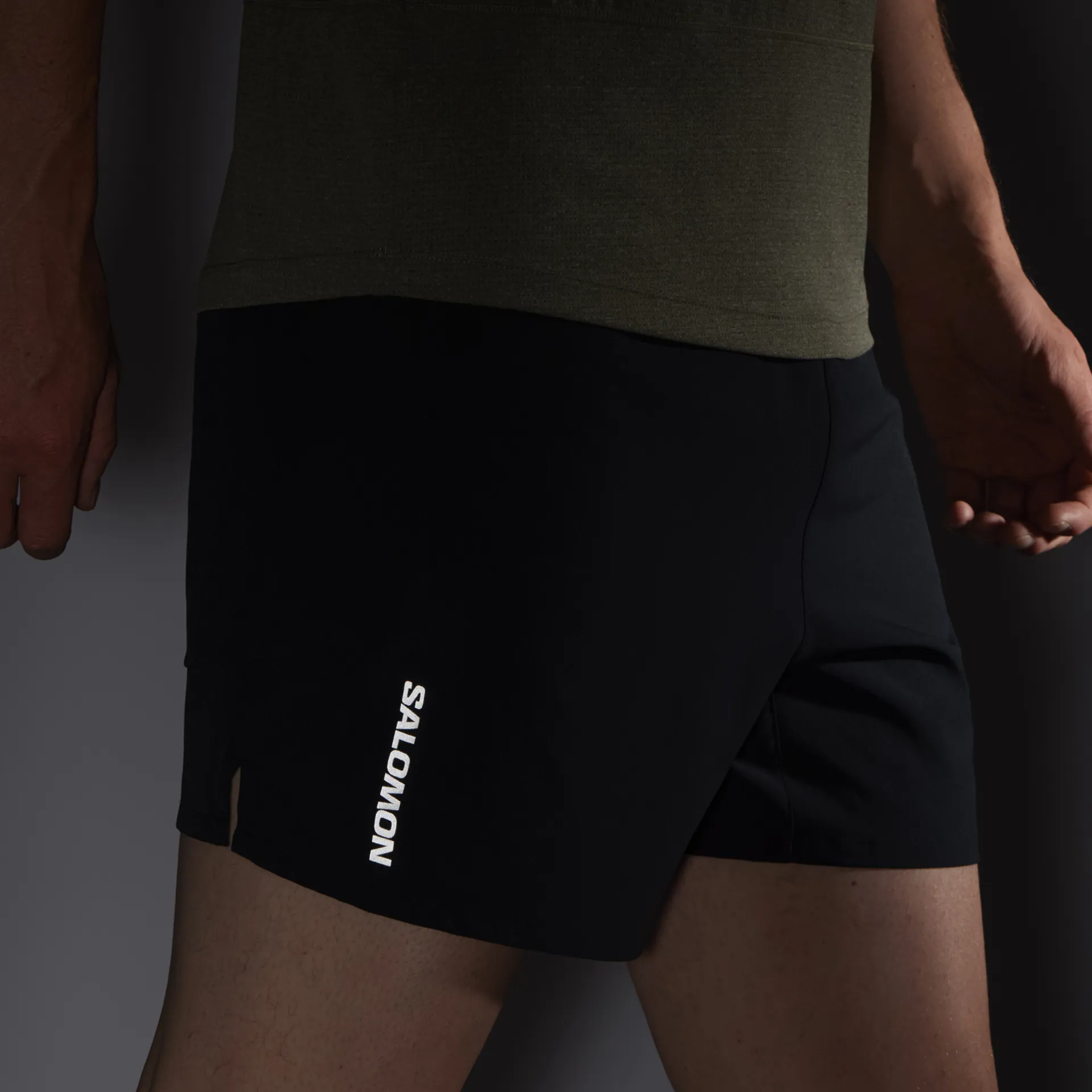 Salomon Cross 5 inch No Liner Men s Running Short in Deep Black