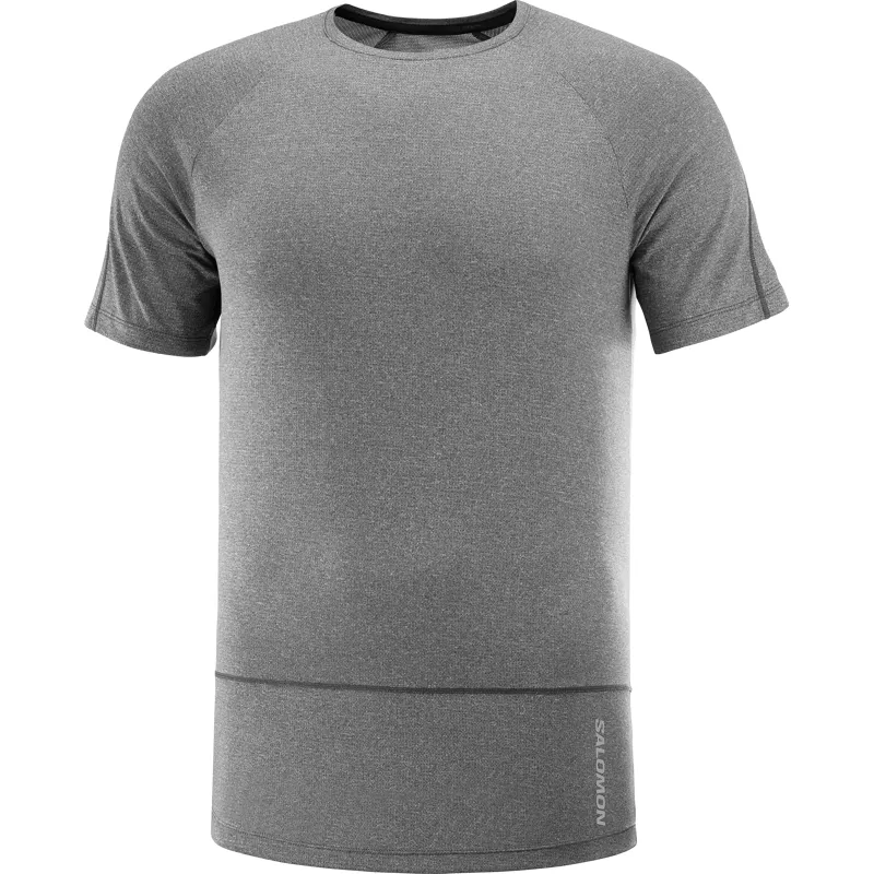 Salomon Cross Run SS Men's Running T-Shirt in Deep Black/Heather
