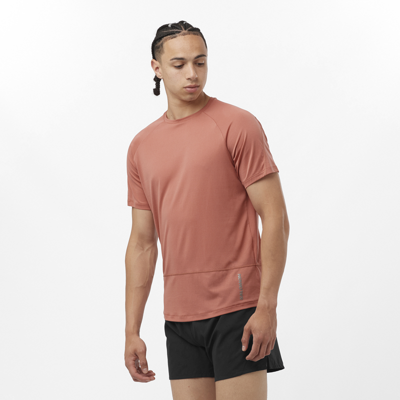 Salomon Cross Run SS Men's Running T-Shirt in Light Mahogany-1