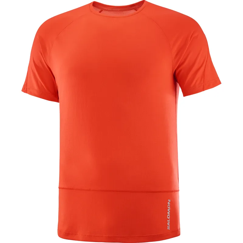 Salomon Cross Run SS Men's Running T-Shirt in Cherry Tomato