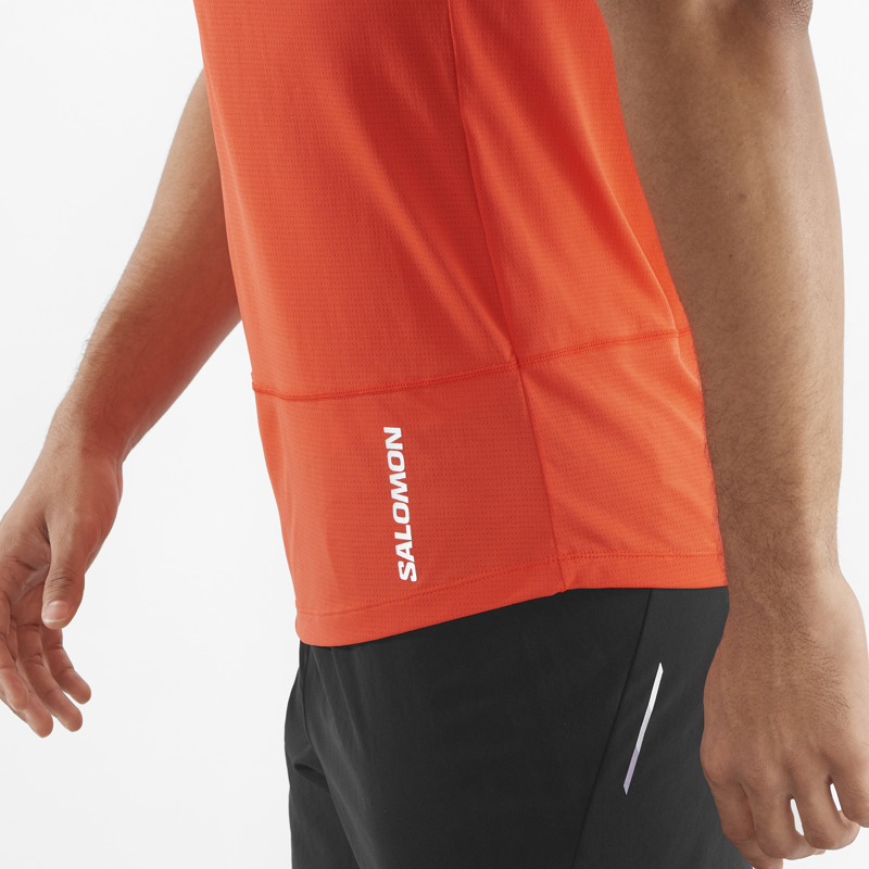 Salomon Cross Run SS Men's Running T-Shirt in Cherry Tomato-3