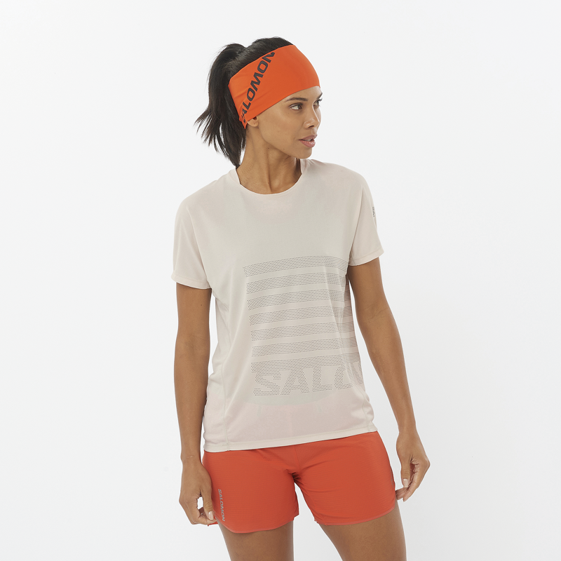 Salomon Sense Aero SS GFX Women's Running T-Shirt in Rainy Day/Midnight-2