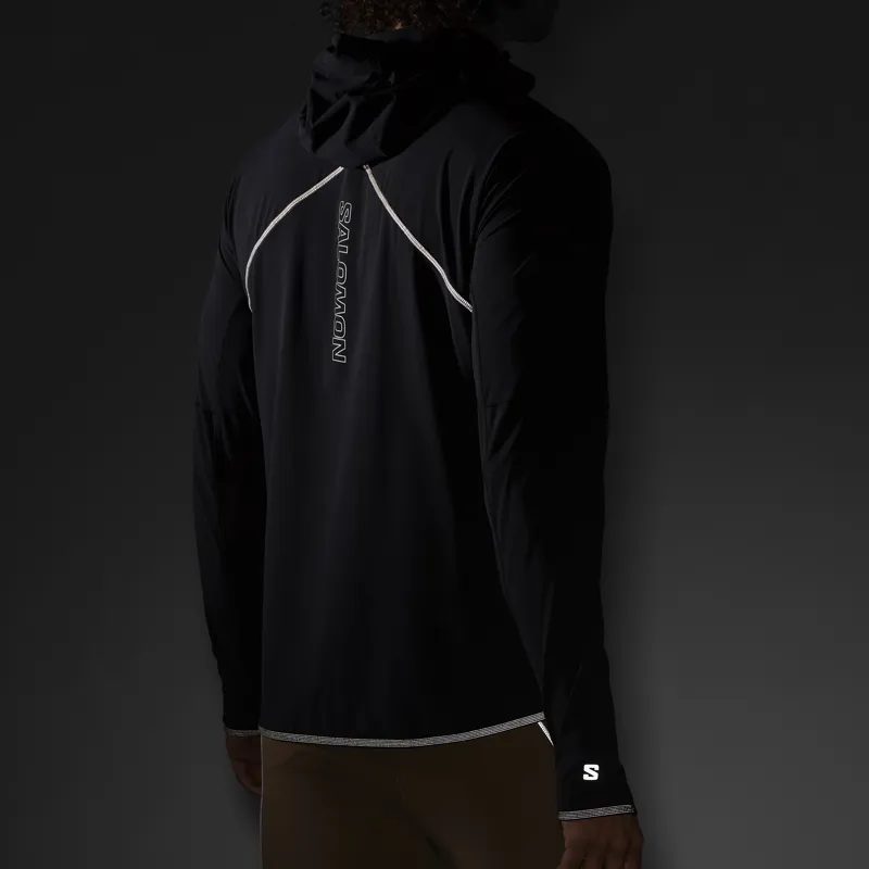 Salomon Sense Aero Hybrid HZ Hood Men's Mid-Layer Jacket in Deep Black-8