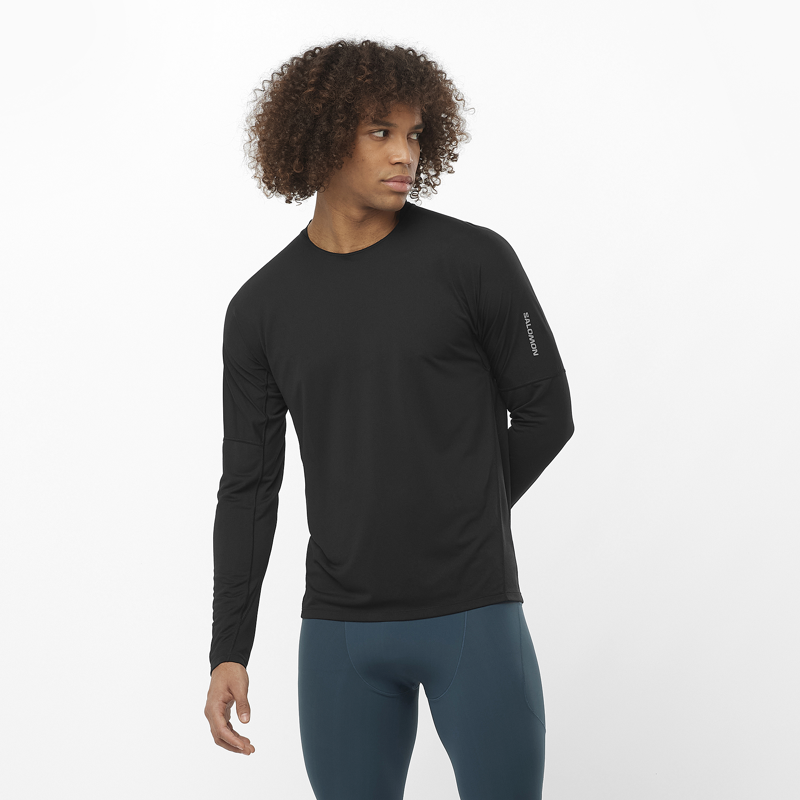 Salomon Sense Aero LS Tee Men's Running Top in Deep Black-2