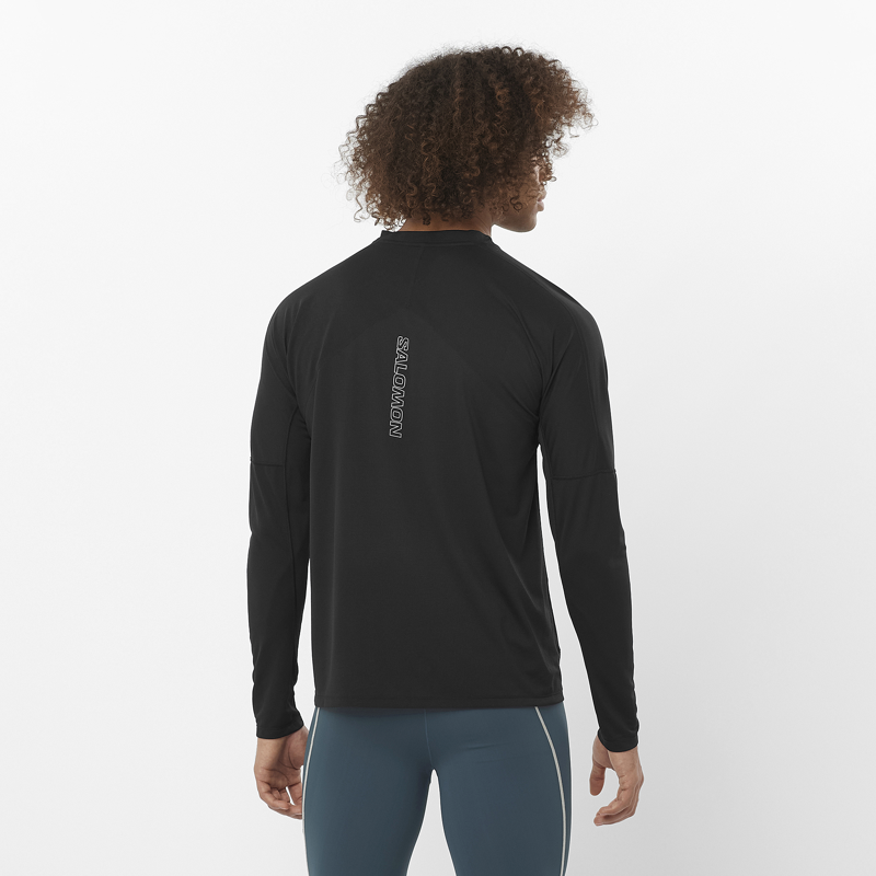 Salomon Sense Aero LS Tee Men's Running Top in Deep Black-3