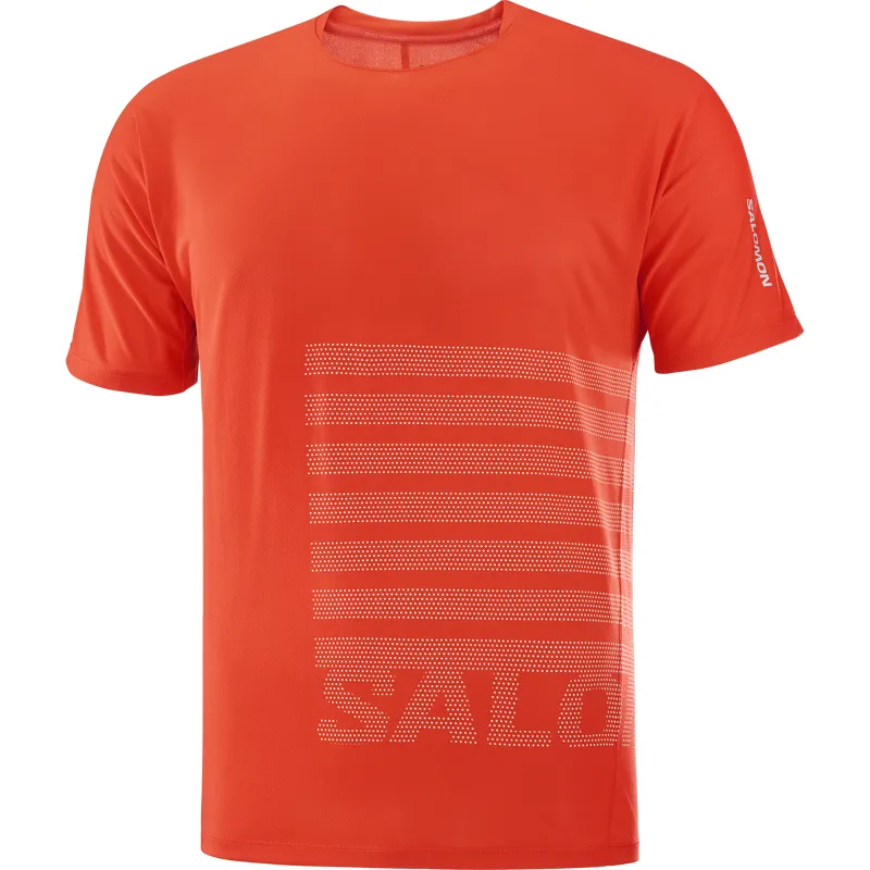 Salomon Sense Aero SS GFX Men's Running T-Shirt in Cherry Tomato/Rainy Day