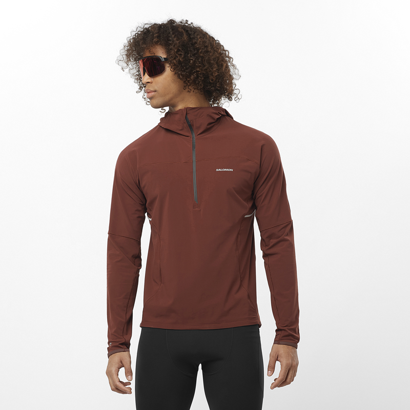 Salomon Sense Aero Hybrid HZ Hood Men's Mid-Layer Jacket in Rum Raisin-2