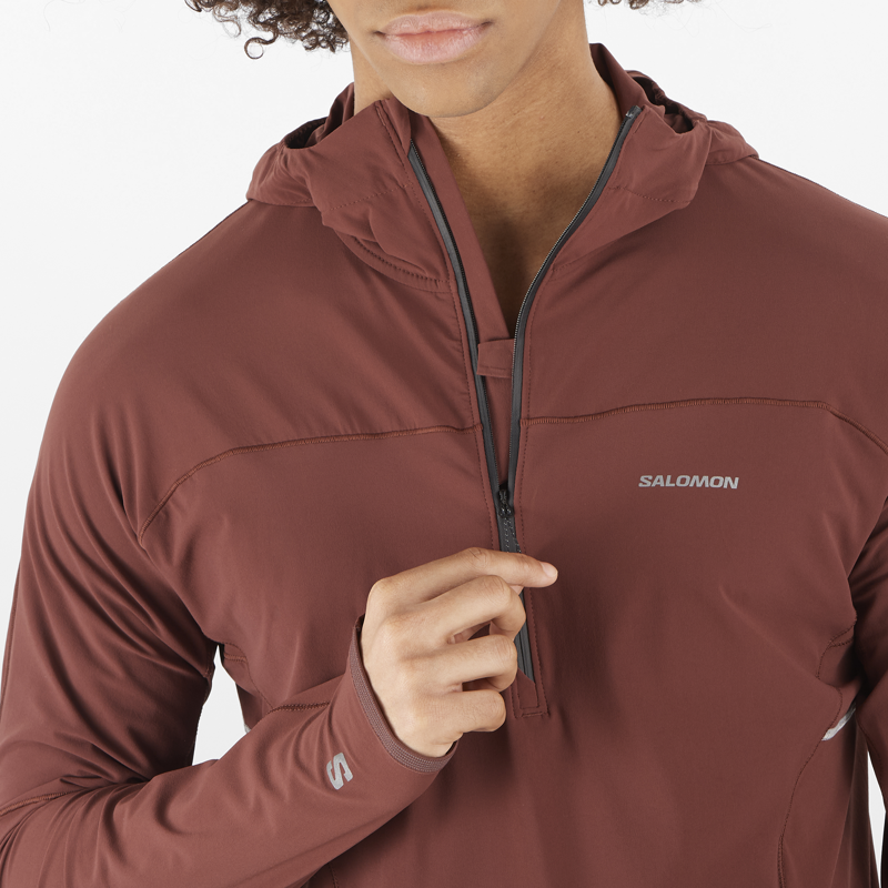 Salomon Sense Aero Hybrid HZ Hood Men's Mid-Layer Jacket in Rum Raisin-4
