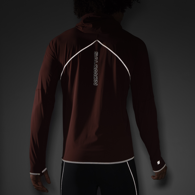 Salomon Sense Aero Hybrid HZ Hood Men's Mid-Layer Jacket in Rum Raisin-6