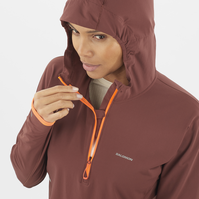 Salomon Sense Aero Hybrid HZ Hood Women's Mid-Layer Jacket in Rum Raisin-3