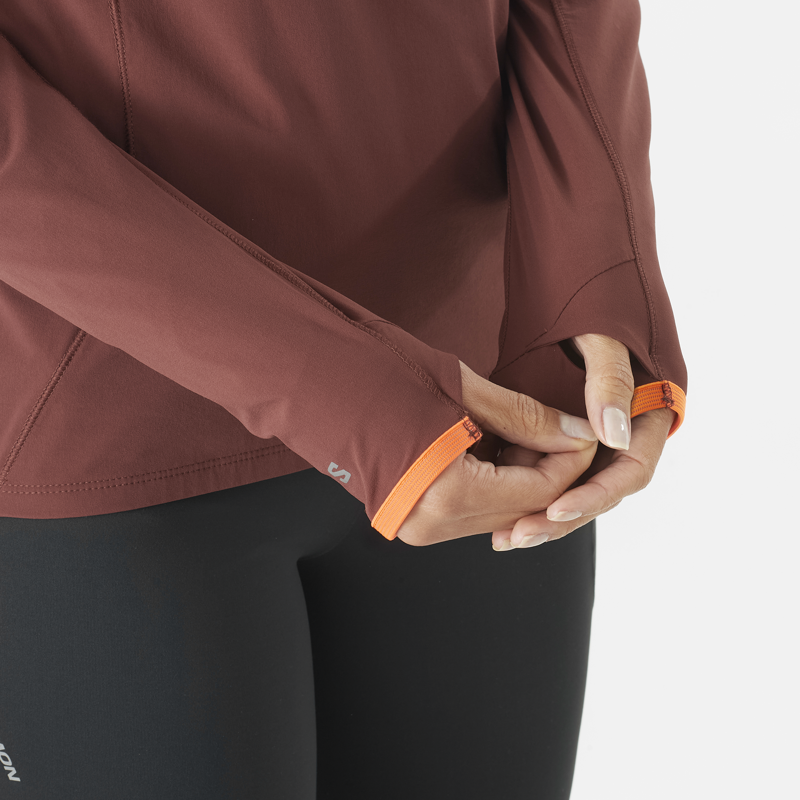 Salomon Sense Aero Hybrid HZ Hood Women's Mid-Layer Jacket in Rum Raisin-4