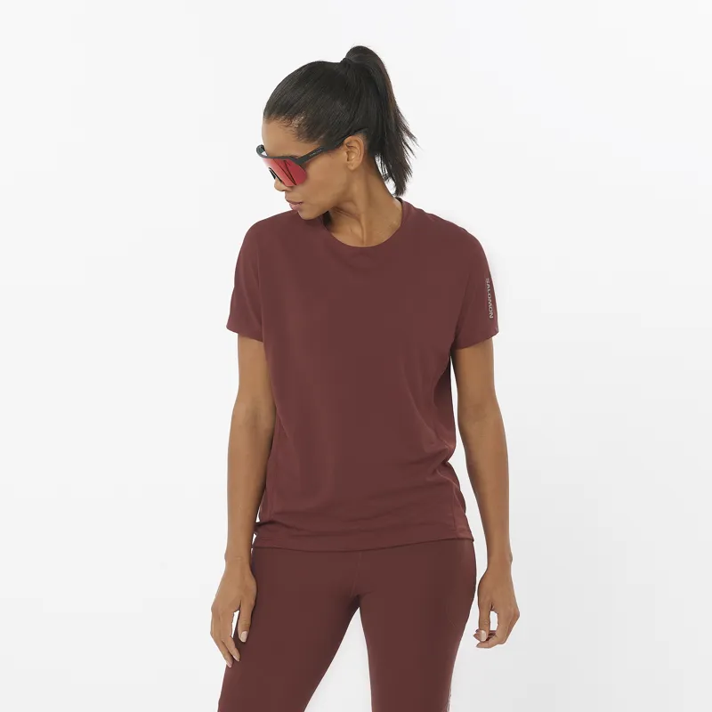 Salomon Sense Aero SS Tee Women's Running T-Shirt in Rum Raisin-1