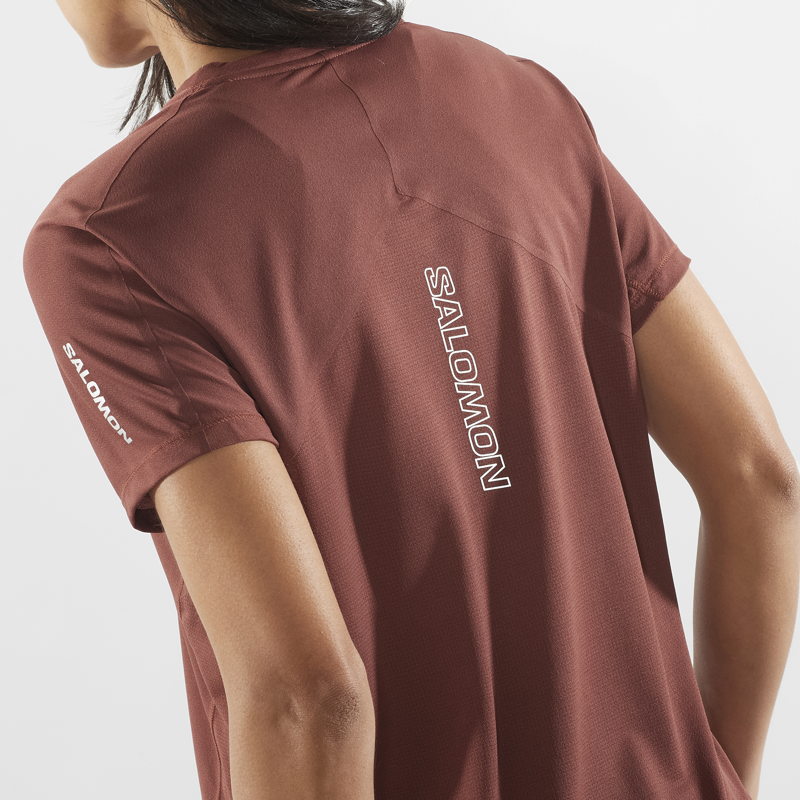 Salomon Sense Aero SS Tee Women's Running T-Shirt in Rum Raisin-3