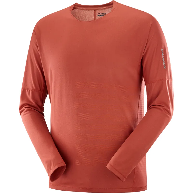 Salomon Sense Aero LS GFX Men's Running Top in Tandoori Spice/Cherry Tomato