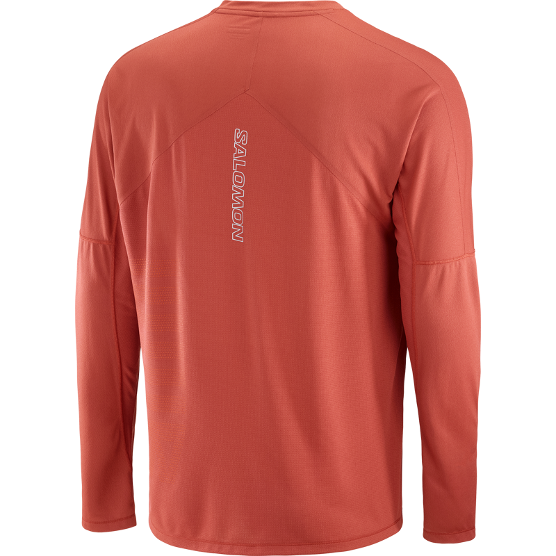 Salomon Sense Aero LS GFX Men's Running Top in Tandoori Spice/Cherry Tomato-1