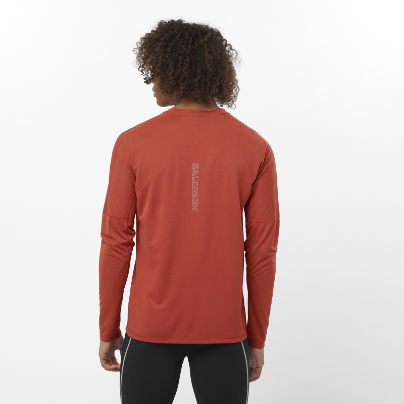 Salomon Sense Aero LS GFX Men's Running Top in Tandoori Spice/Cherry Tomato-3