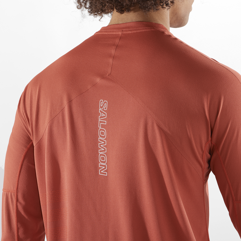 Salomon Sense Aero LS GFX Men's Running Top in Tandoori Spice/Cherry Tomato-4