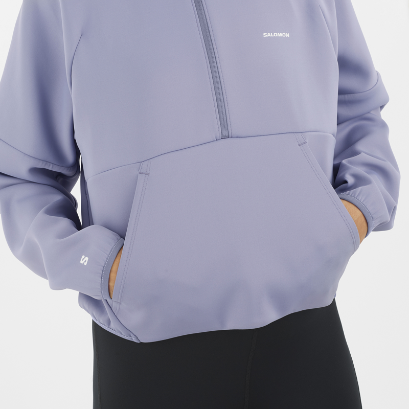 Salomon SHAKEout Half Zip Women's Crop Sweater in Blue Granite-5