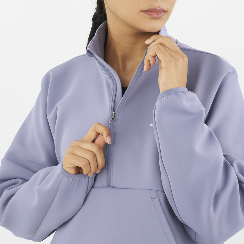 Salomon SHAKEout Half Zip Women's Crop Sweater in Blue Granite-6