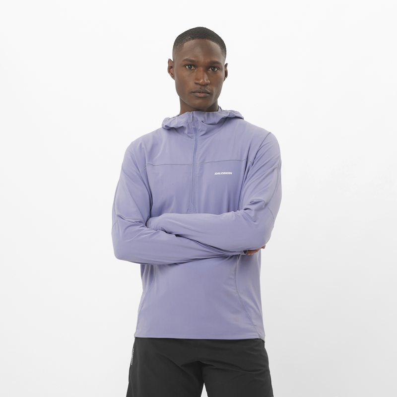 Salomon Sense Aero Hybrid HZ Hood Men's Mid-Layer Jacket in Blue Granite-1