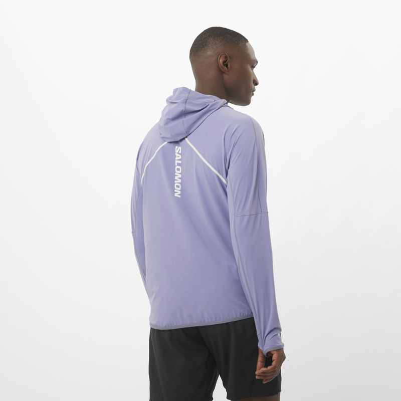 Salomon Sense Aero Hybrid HZ Hood Men's Mid-Layer Jacket in Blue Granite-2