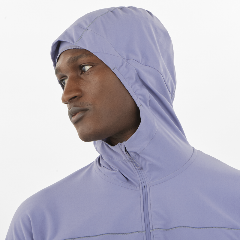 Salomon Sense Aero Hybrid HZ Hood Men's Mid-Layer Jacket in Blue Granite-5