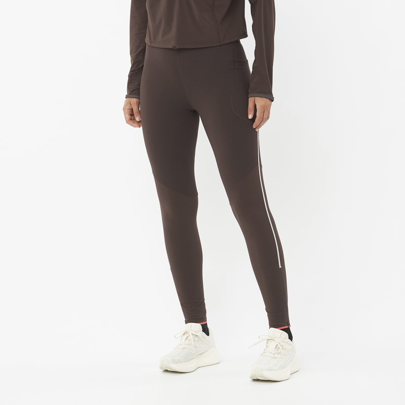 Salomon Sense Aero Stow Women's Running Tight in Coffee Bean-2