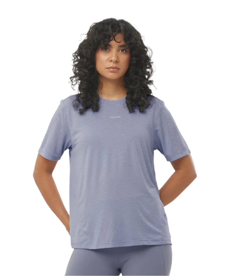Salomon SHAKEout Core Women's Running T-shirt in Blue Granite-1