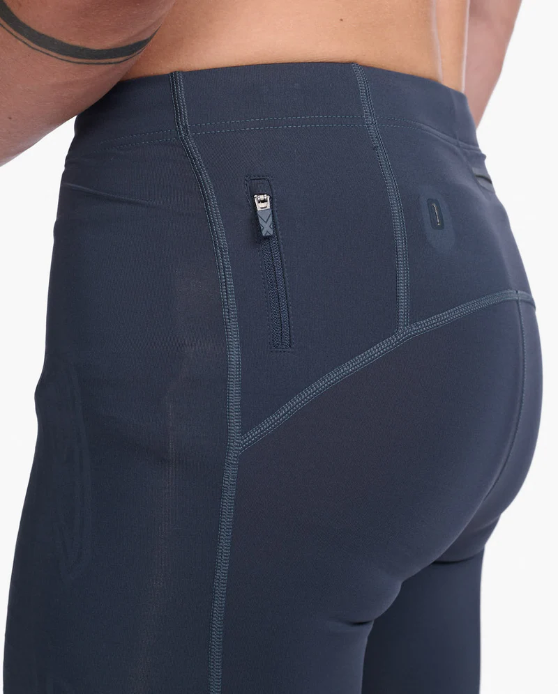 2XU Men's Light Speed Compression Shorts in India Ink/Black Reflective-4