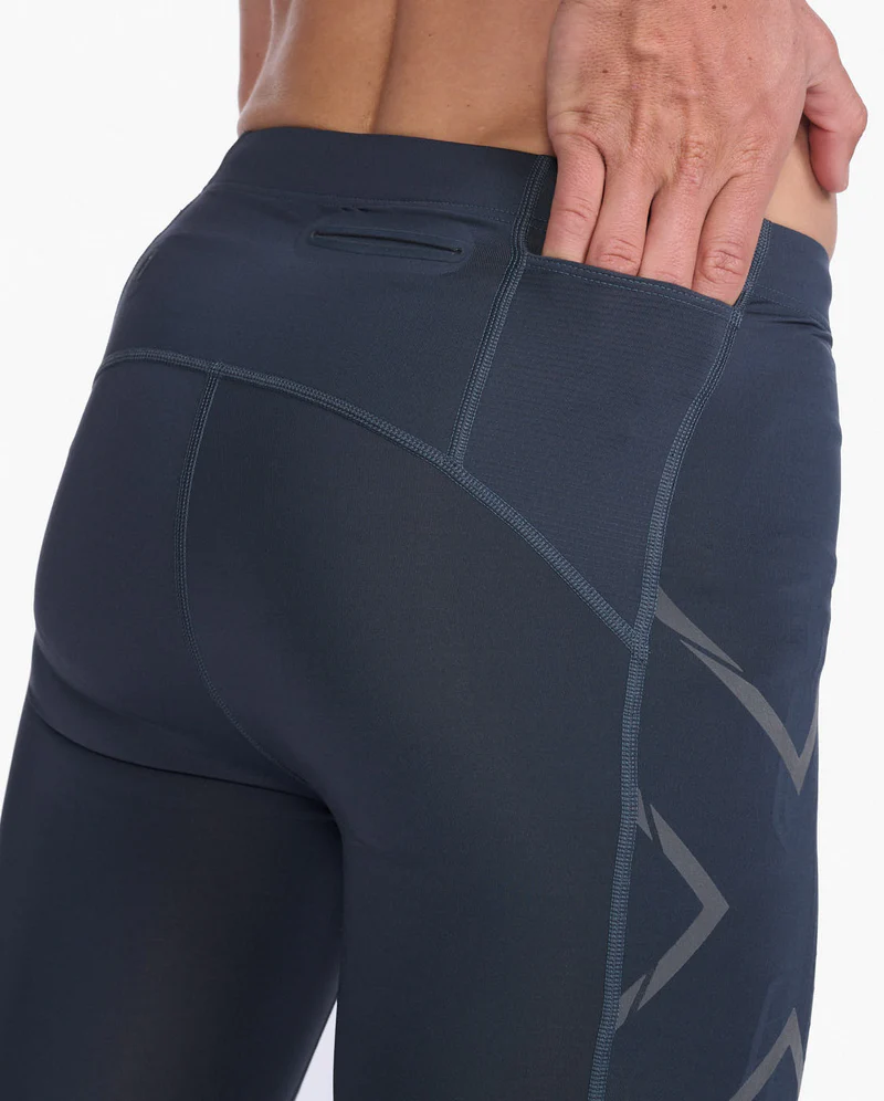 2XU Men's Light Speed Compression Shorts in India Ink/Black Reflective-5