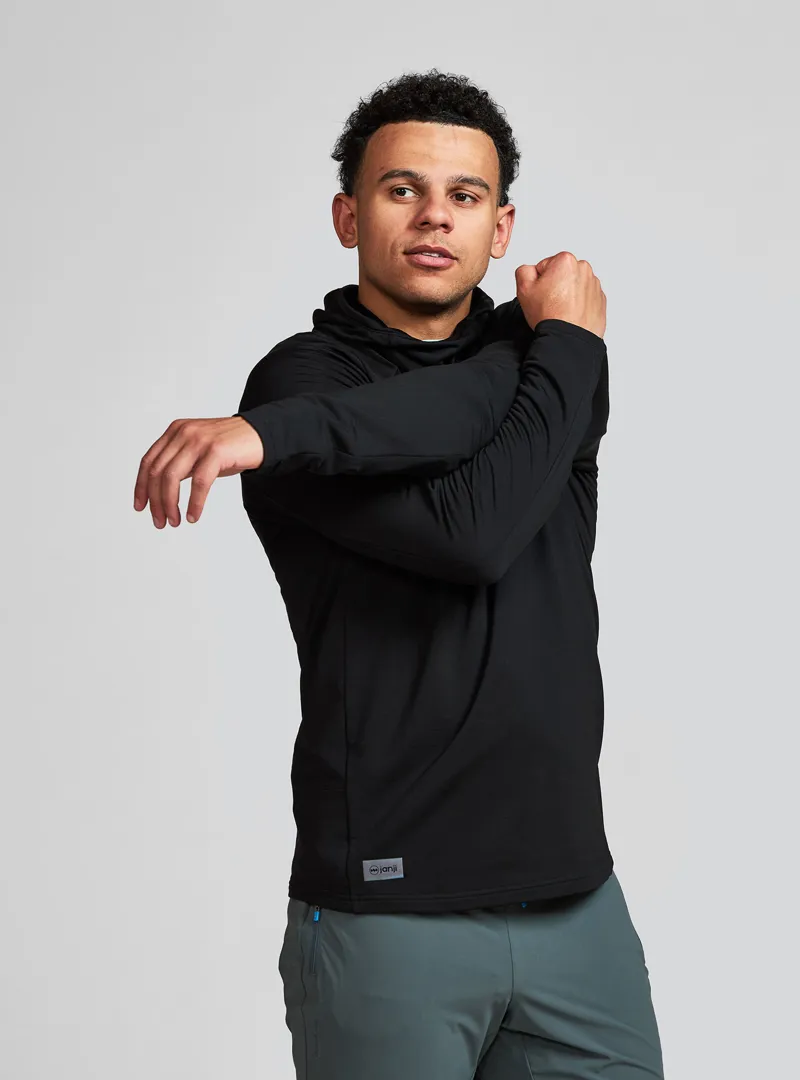 Janji Rover Merino Hoodie Men's Running Mid-Layer in Midnight-2