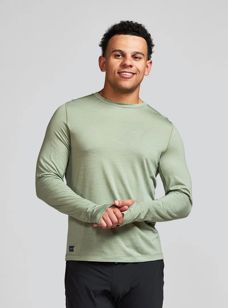 Janji Repeat Merino Long Sleeve Men's Base-Layer in Sage-2