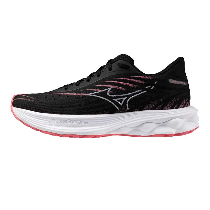 Mizuno Wave Skyrise 6 Women's Road Running Shoe in Black/Camellia Rose-2