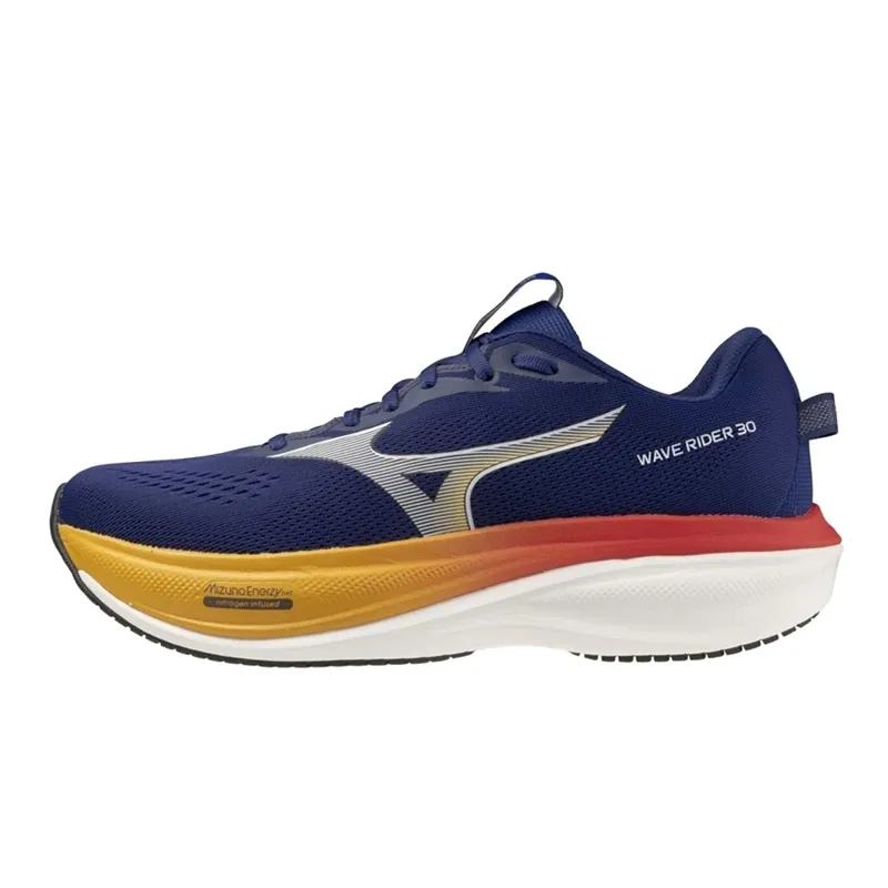 Mizuno Wave Rider 30 Men's Road Running Shoe in Beacon Blue/White/Artisan Gold-3