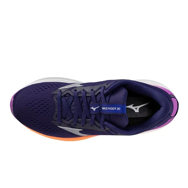 Mizuno Wave Rider 30 Women's Road Running Shoe in Rhodonite/White/Firecracker-1