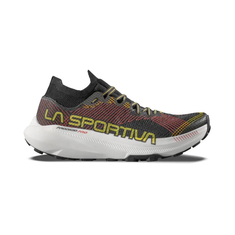 La Sportiva Prodigio Pro Men's Trail Running Shoe in Black/Yellow