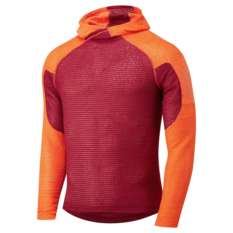 OMM Core Hoodie Men's Thermal Running Top in Dark Red/Orange-1