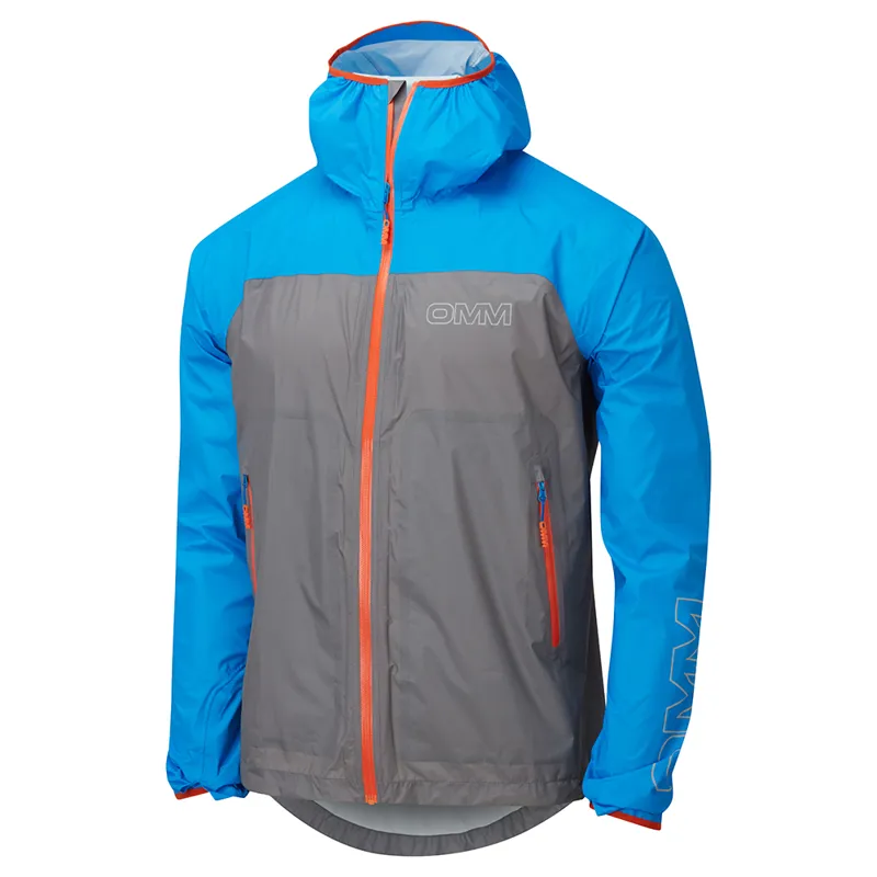 OMM Halo+ Men's Waterproof Running Jacket in Grey/Blue-2