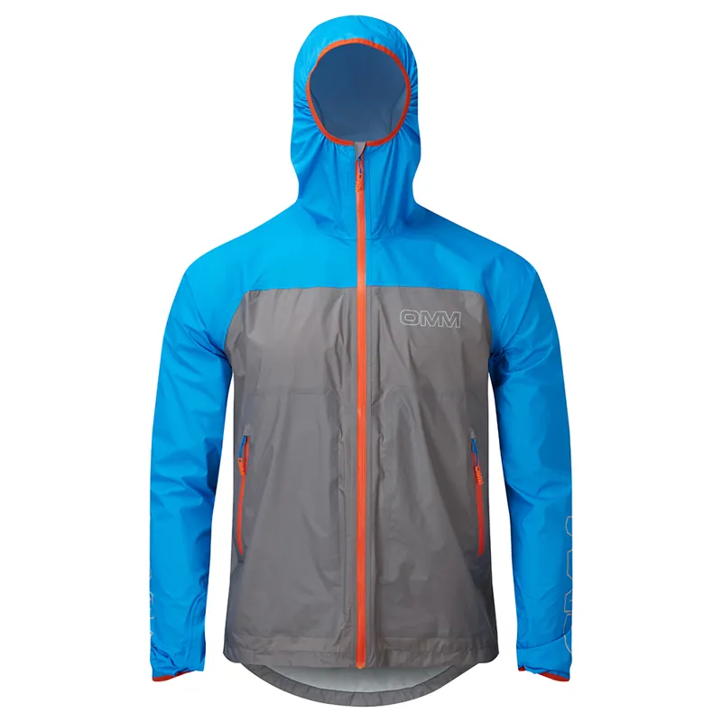 OMM Halo+ Men's Waterproof Running Jacket in Grey/Blue-1