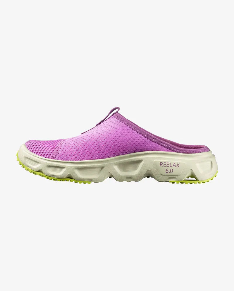 Salomon Reelax Slide 6.0 Women's Recovery Slider in Iris Orchid/Aspargus Green/Acid Lime-3