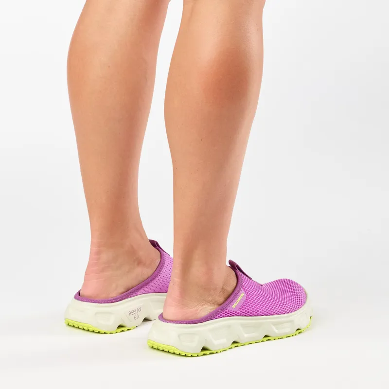 Salomon Reelax Slide 6.0 Women's Recovery Slider in Iris Orchid/Aspargus Green/Acid Lime-6