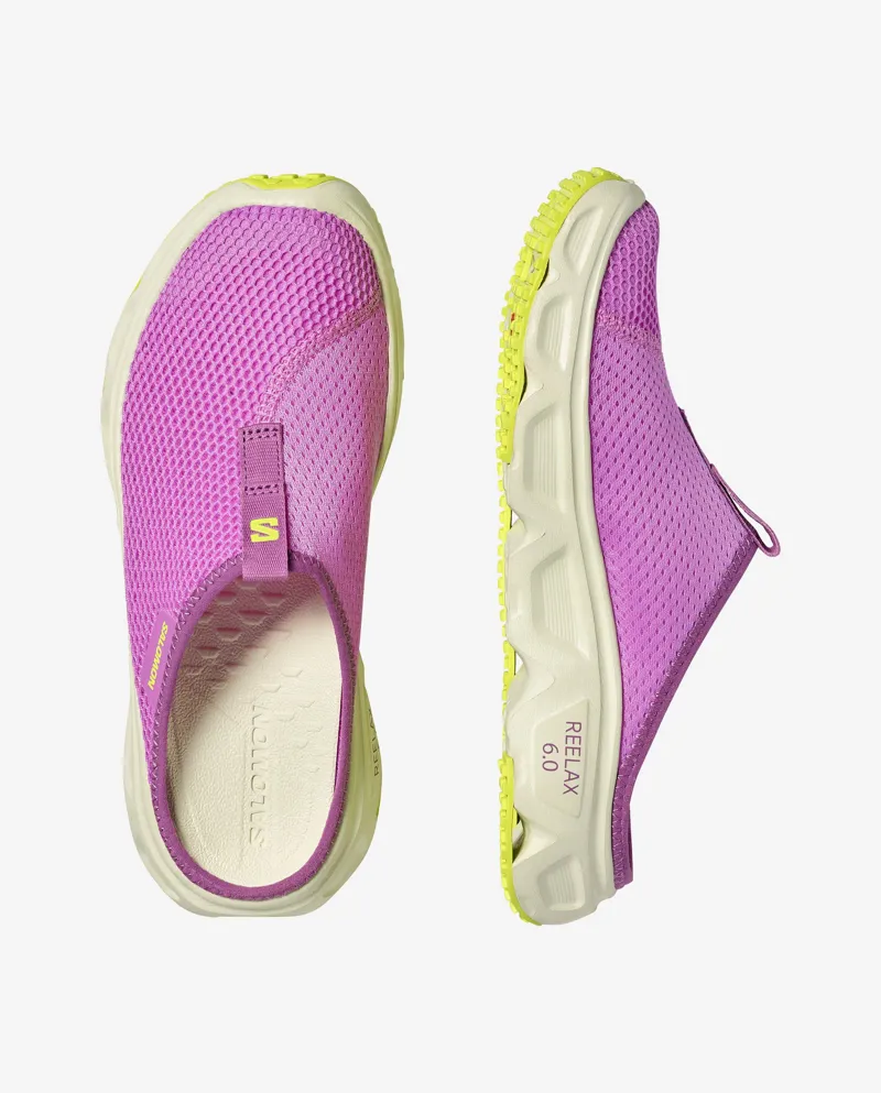Salomon Reelax Slide 6.0 Women's Recovery Slider in Iris Orchid/Aspargus Green/Acid Lime-2