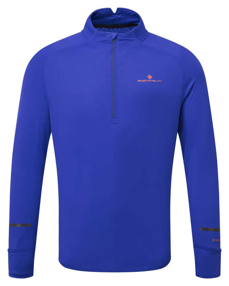 Ronhill Tech Prism 1/2 Zip Tee Men's Midlayer in Cobalt/Flame