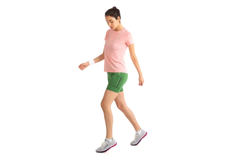 Ronhill Women's Tech S/S Tee in Bubblegum/Moss-2