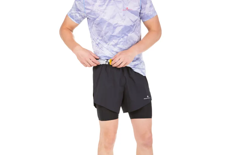 Ronhill Men's Tech Distance Twin Short in All Black-4