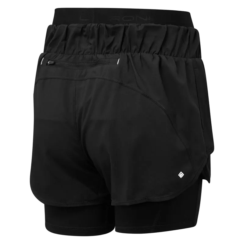 Ronhill Women's Tech Twin Running Short in All Black-1