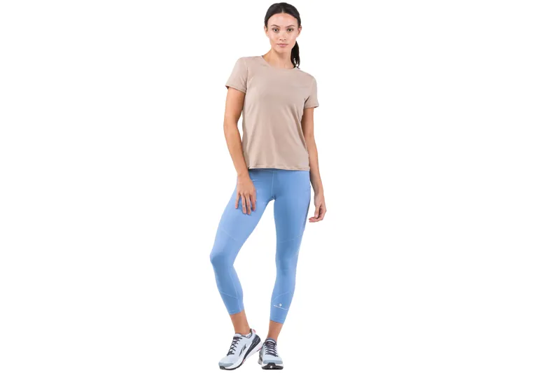 Ronhill Tech Crop Women's Tight in Lake Blue/Vanilla-2