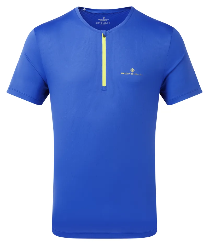 Ronhill Tech 1/2 Zip S/S Men's Tee in Azurite/Citrus