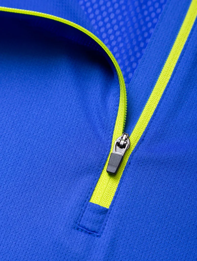 Ronhill Tech 1/2 Zip S/S Men's Tee in Azurite/Citrus-4